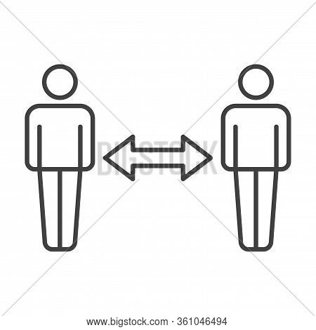 Icon Of Two People At A Certain Distance From Each Other With A Two-way Arrow Between Them. A Sign O