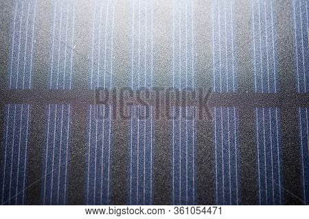 Close-up of a portable solar panel.