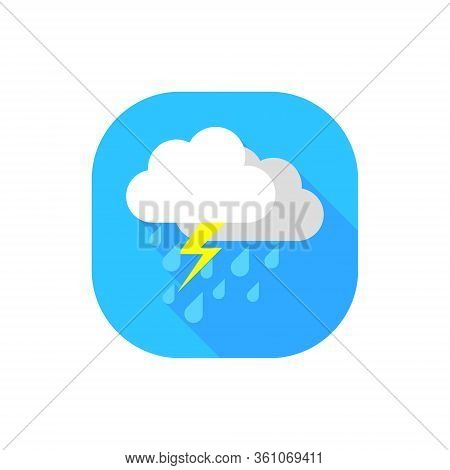 Flat Design Vector Storm Lightning Rain And Clound