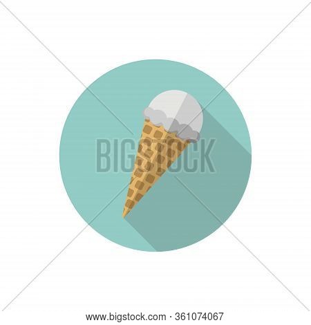 Flat Design Vector Ice Cream At Blue Background