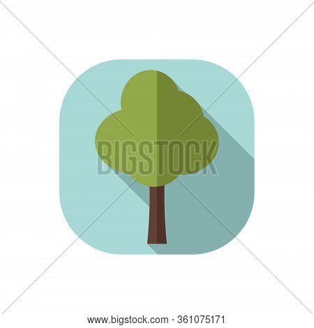 Flat Design Vector Tree At Blue Background