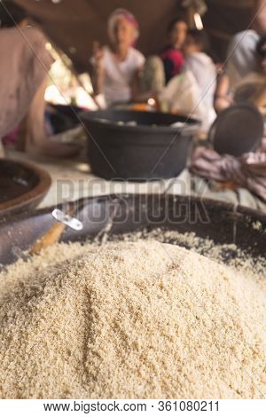 Preparing Couscous In M'hamid El Ghizlane.