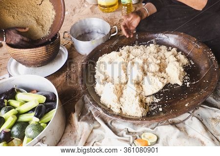 Preparing Couscous In M'hamid El Ghizlane.