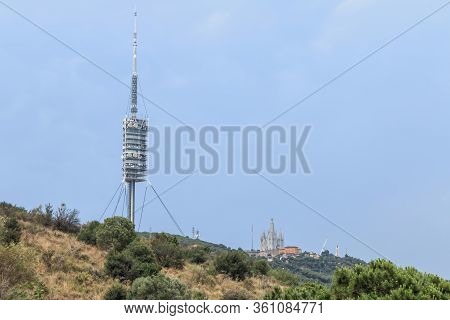 Collserola Telecommunications Tower On The Heights Of Barcelona, Spain