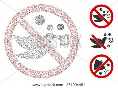Mesh Forbidden Bird Flu Polygonal Icon Vector Illustration. Model Is Based On Forbidden Bird Flu Fla