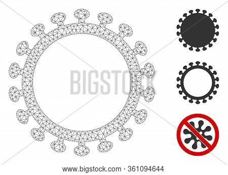 Mesh Virus Shell Polygonal Icon Vector Illustration. Carcass Model Is Based On Virus Shell Flat Icon