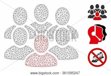 Mesh People Crowd Polygonal 2d Vector Illustration. Carcass Model Is Based On People Crowd Flat Icon