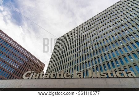 Barcelona, Spain - August 6, 2019: Ciutat De La Justicia Court Buildings