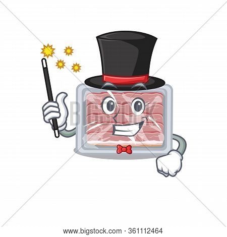 An Attractive Magician Of Frozen Smoked Bacon Cartoon Design
