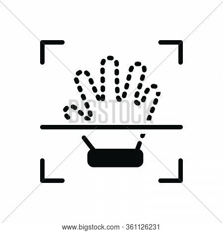 Black Solid Icon For Handprint Identity Creativity Fingerprint Biometry Hand-scan