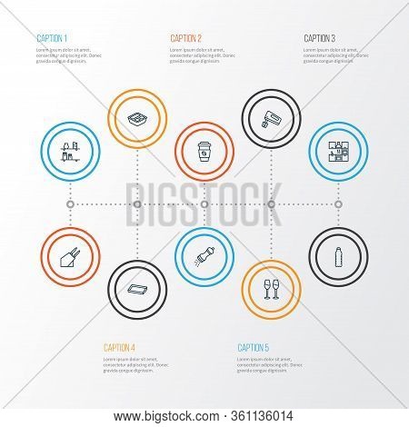 Cook Icons Line Style Set With Hand Mixer, Baking Sheet, Coffee Cup Whisk Elements. Isolated Vector 