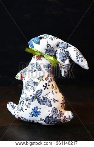 Closeup Of Handmade Toy Rabbit. Handmade Toys.