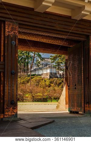 Odawara, Japan - March 14: Visiting The Odawara Castle Park In Kanto Region. The Main Tower Seen Fro