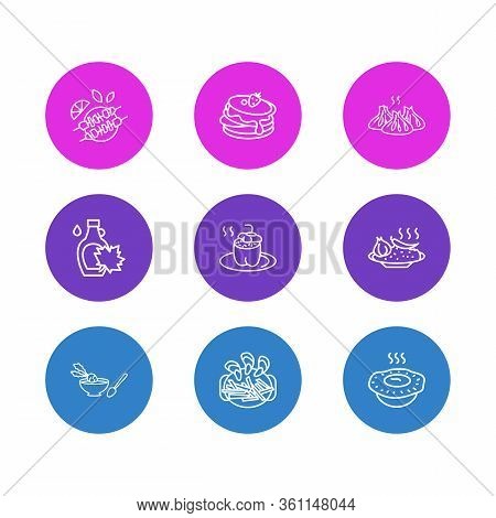 Vector Illustration Of 9 Culinary Icons Line Style. Editable Set Of Azeri Shish Kebab, Australian Me