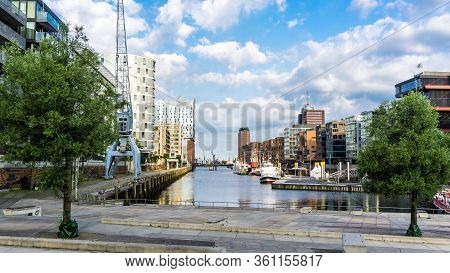 Hamburg, Germany - June 23, 2019 Historical Ships In Port Sandtorhafen  Of Hamburg Port District Haf