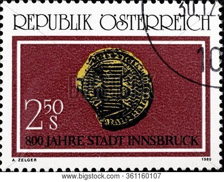 02 10 2020 Divnoe Stavropol Krai Russia The Postage Stamp Austria 1980 The 800th Anniversary Of The 