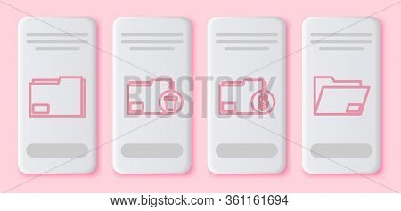 Set Line Document Folder, Delete Folder, Finance Document Folder And Document Folder. White Rectangl