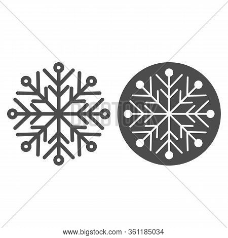 Snowflake Line And Solid Icon. Ice Crystal Flake Of Snow Sixfold Symmetry Outline Style Pictogram On