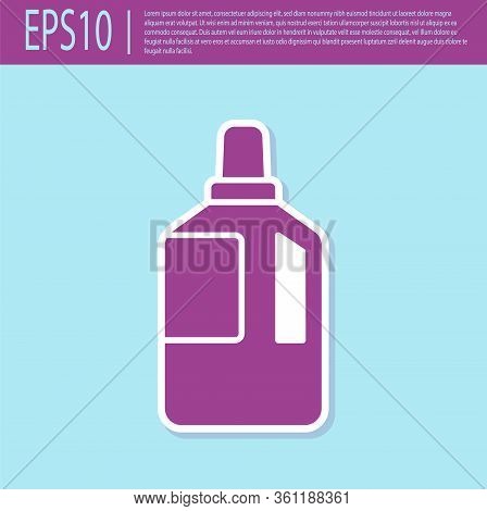 Retro Purple Fabric Softener Icon Isolated On Turquoise Background. Liquid Laundry Detergent, Condit