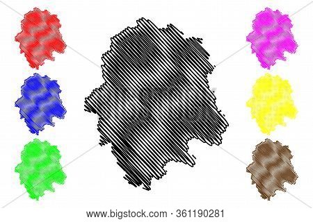 Munster City (federal Republic Of Germany, North Rhine-westphalia) Map Vector Illustration, Scribble