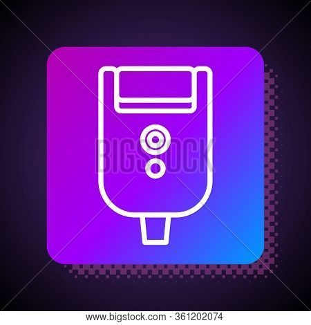 White Line Electric Razor Blade For Men Icon Isolated On Black Background. Electric Shaver. Square C