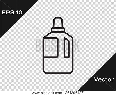 Black Line Fabric Softener Icon Isolated On Transparent Background. Liquid Laundry Detergent, Condit