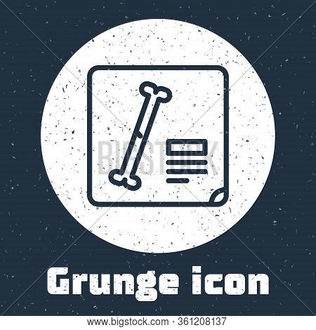 Grunge Line X-ray Shots Icon Isolated On Grey Background. Monochrome Vintage Drawing. Vector Illustr