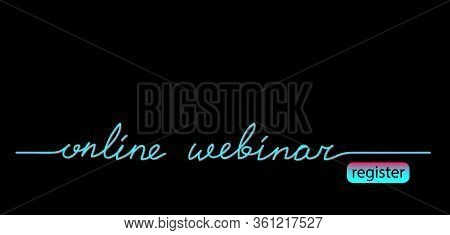 Online Webinar Black Web Banner, Background With Tiktok Colors. Lettering Online Webinar And Registe