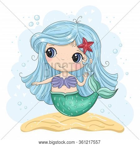 Cute Cartoon Mermaid. Good For Greeting Cards, Invitations, Decoration, Print For Baby Shower, Etc H