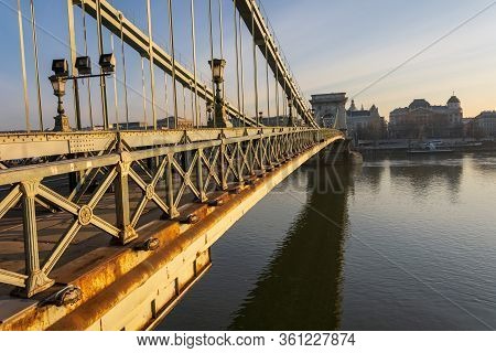Széchenyi Chain Bridge And Area In Budapest