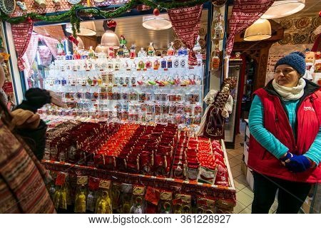 People Enjoying The Colorful Budapest Christmas Maekets, Hungary