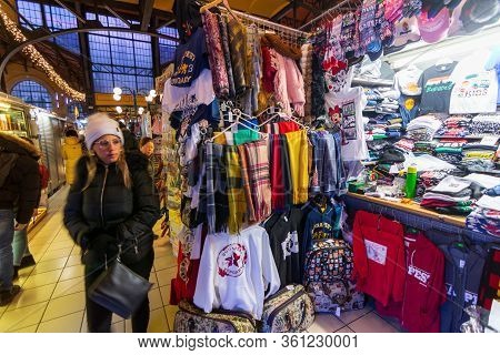 People Enjoying The Colorful Budapest Christmas Maekets, Hungary
