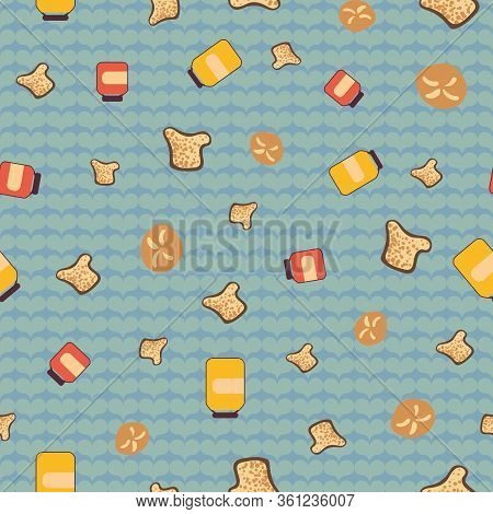 Bread, Yam, And Honey Seamless Vector Pattern. Food Themed Surface Print Design. Fora Fabrics, Stati