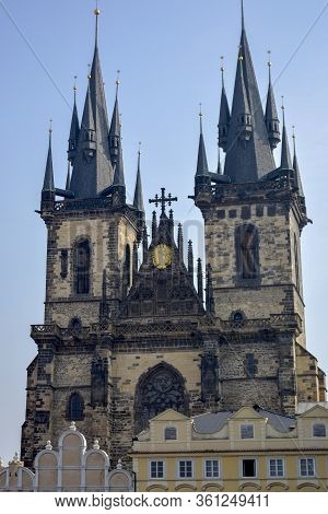 Prague, Czech Republic. April, 02, 2014. Old Town Prague City Center. View From Old Town Square. Chu