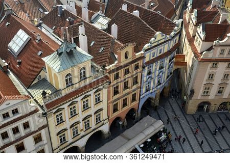 Prague, Czech Republic, April 02, 2014: View From Old Town Tower To Neighborhood: Old Town Square, M