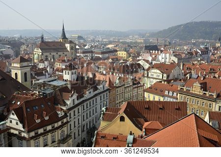 Prague, Czech Republic. April, 02, 2014. Old Town Prague City Center. View From Old Town Tower