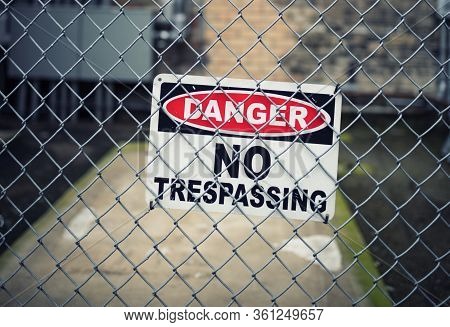 View Of No Trepassing Sign, Chicago, Usa