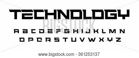 Geometric Simple Font, Thick Straight Square Letters, Trendy Font With Spurs. Vector Font Set For Te