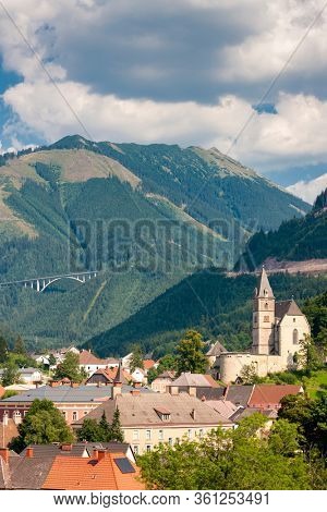 Old town Eisenerz near iron mine Erzberk, Styria, Austria