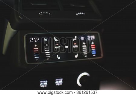 Control Panel Rear Climate Control. A Modern Control Screen In A Premium Car.