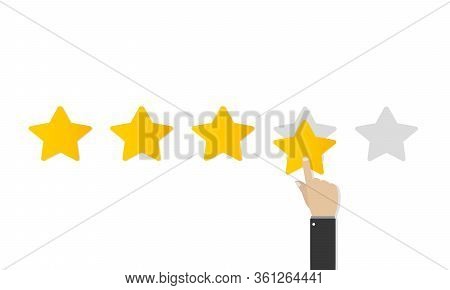 Different People Give Feedback Ratings And Reviews.characters Hold Stars Above Their Heads.evaluatio