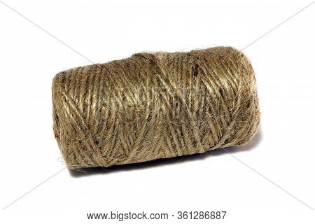 Skein Of Linen String, Cord Isolated. Coil Of Twine. Jute Rope. Hemp Thread. Rope Isolated.