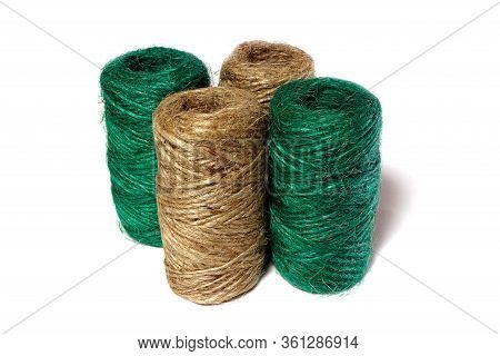 Skein Of Linen String, Cord Isolated. Coil Of Twine. Jute Rope. Hemp Thread. Rope Isolated.