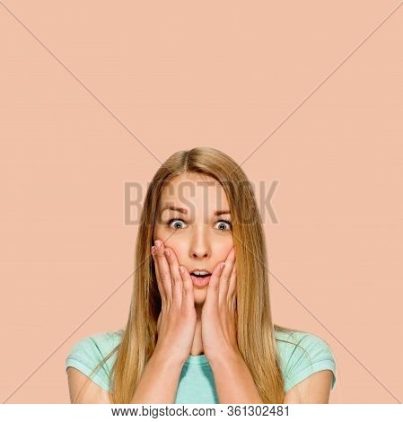 Surprised Beautiful Happy Woman Smiling With Open Mouth