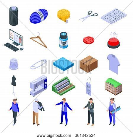 Textile Production Icons Set. Isometric Set Of Textile Production Vector Icons For Web Design Isolat