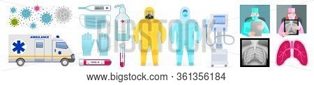 Medecine Against The Virus_ambulance Doctors Stretcher Nascent Sick. Illustrations For The Magazine,