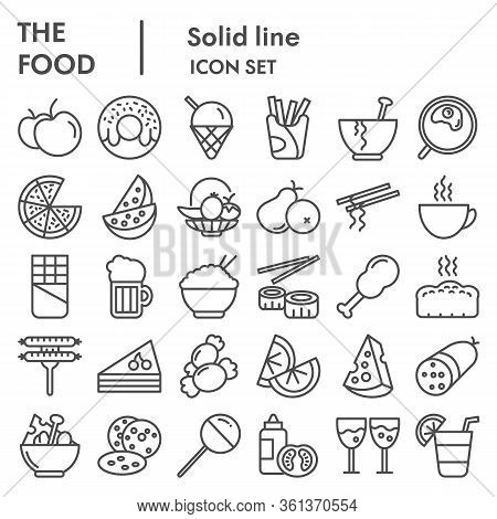Fooddrinks Line Icon Set. Food And Drink Signs Collection Or Sketches, Logo Illustrations, Web Symbo