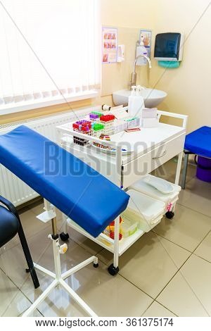 Rack Of Tubes For Testing For Analysis In The Laboratory Of Hematology. Pneumonia Diagnosing. Covid-