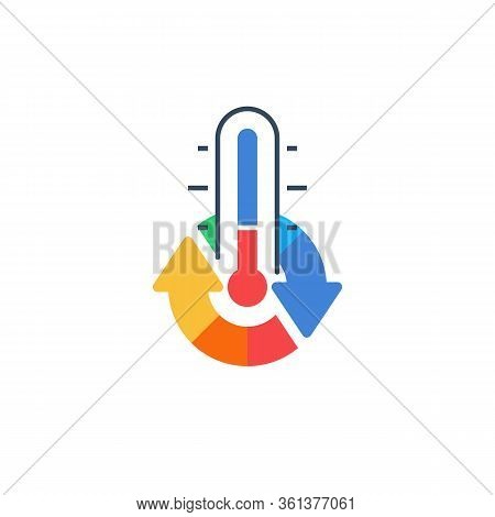 Thermometer Icon, Temperature Condition, Climate Control, Insulation Solution, Air Circulation, Vect