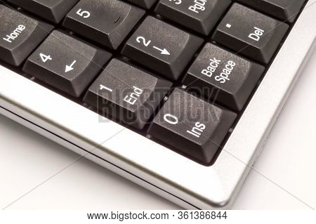 Numeric Keyboard With Metallic Edges Or Numeric Keypad Isolated White